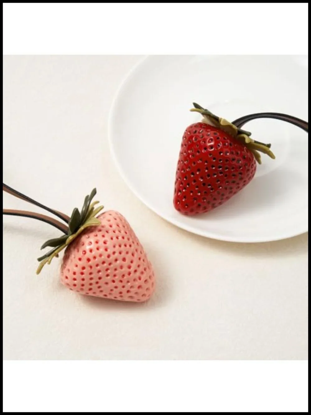 Oversized Strawberry Keychain Charm Cute Fruit Purse Bag Accessory Resin